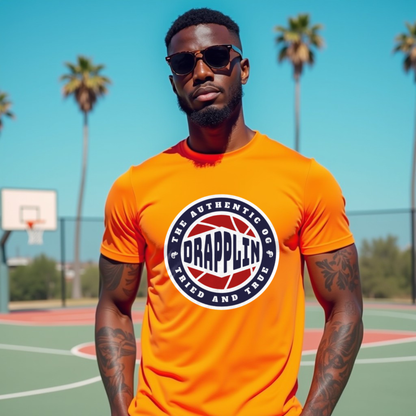 Drapplin Basketball Orange Crew Neck Graphic Printed T-shirt