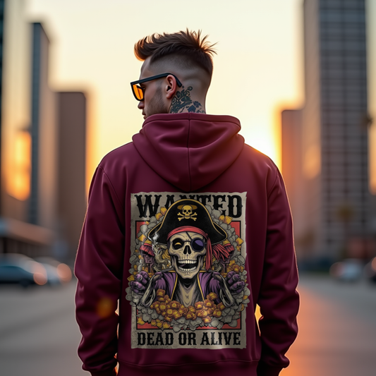 Pirates Maroon Regular Back Typographic Printed Hoodie