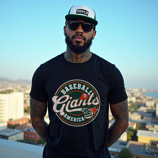 Giant Black Regular Crew Neck Graphic Printed T-shirt