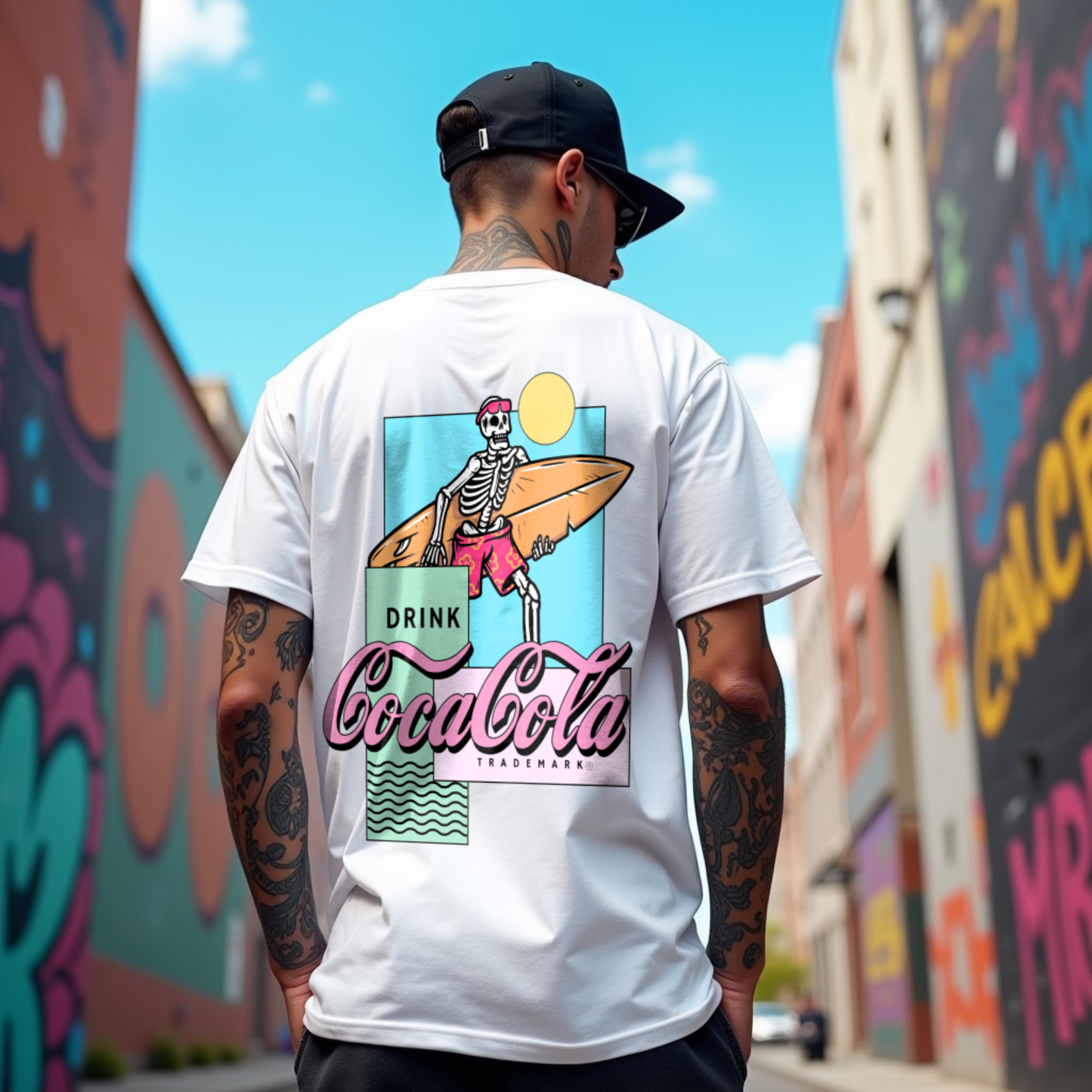 Coca-Cola Premium White Oversized Typography Back Printed T-shirt