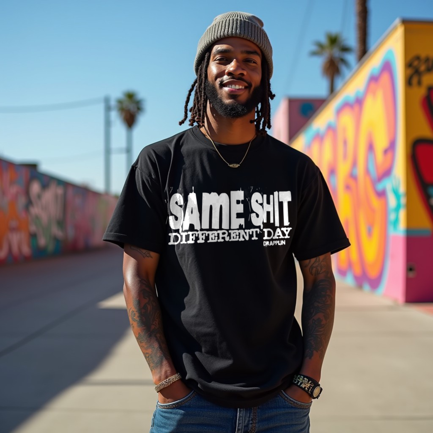 Different Premium Black Oversized Typography Printed T-shirt