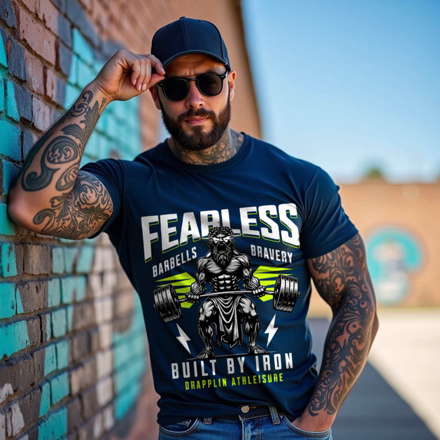 Fearless Navy Blue Crew Neck Graphic Printed T-shirt