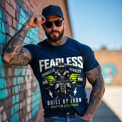 Fearless Navy Blue Crew Neck Graphic Printed T-shirt