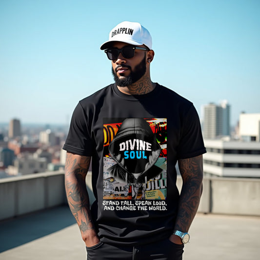 Divine Soul Black Crew Neck Graphic Printed T-shirt