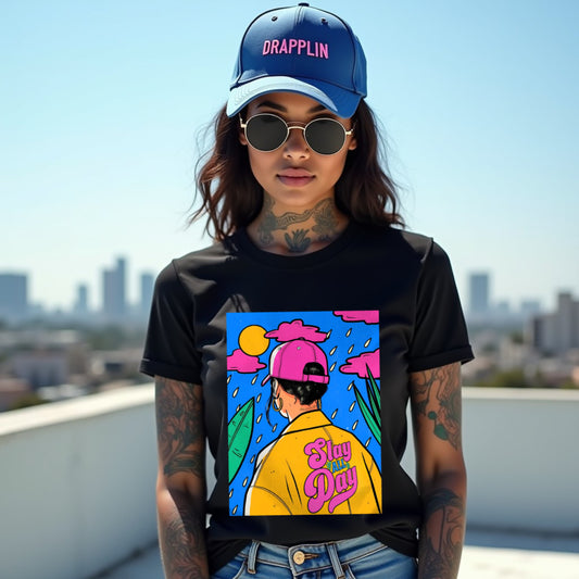Slay Woman Black Relaxed Fit Printed T-shirt