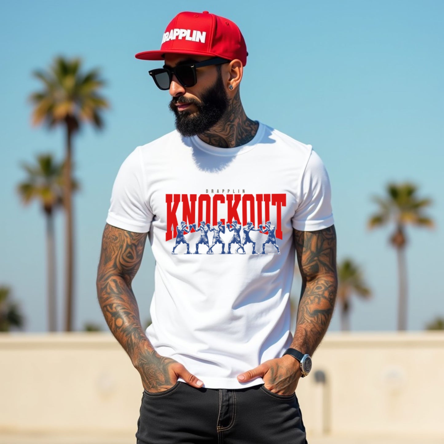 Knockout Premium White Crew Neck Graphic Printed T-shirt