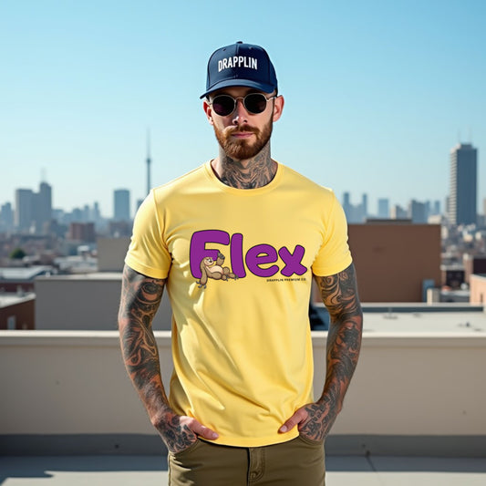 Flex Yellow Crew Neck Graphic Printed T-shirt