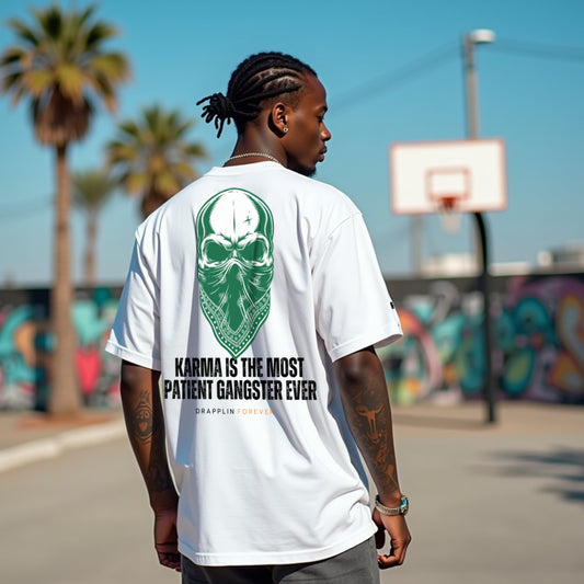 Karma Premium White Oversized Typography Back Printed T-shirt