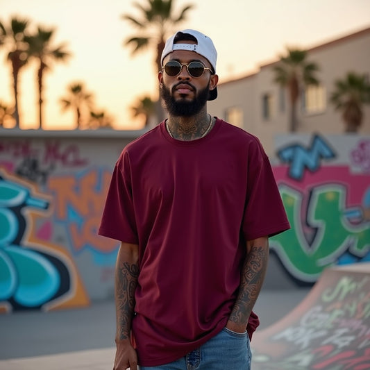 Premium Maroon Oversized Solid Plain T-shirt