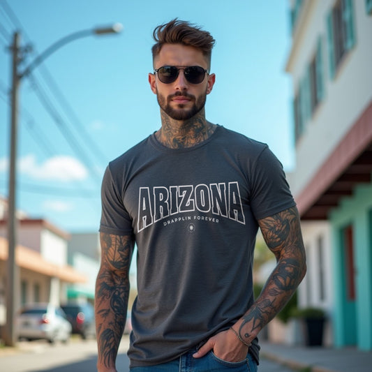 Arizona Steel Grey Crew Neck Graphic Printed T-shirt