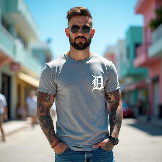 Drapplin Originals Typographic Grey Mélange Crew Neck Printed T-shirt