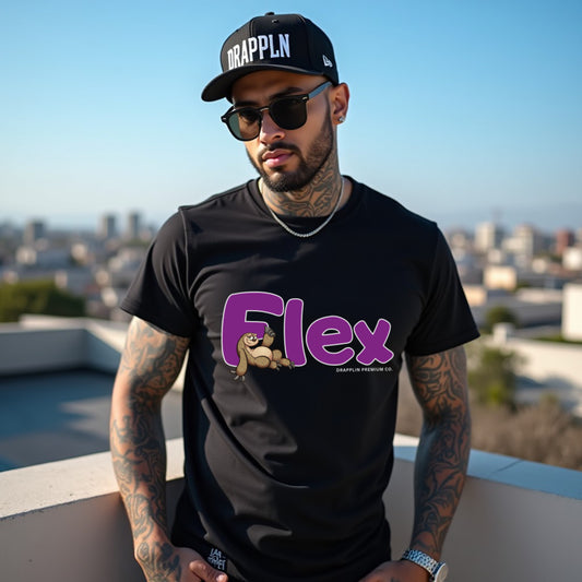 Flex Black Crew Neck Graphic Printed T-shirt