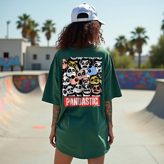 Pandastic Premium Woman Forest Green Oversized Printed T-shirt