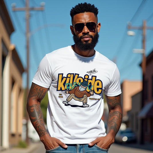 Killside White Crew Neck Graphic Printed T-shirt
