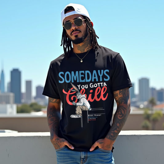 Chill Black Crew Neck Graphic Printed T-shirt