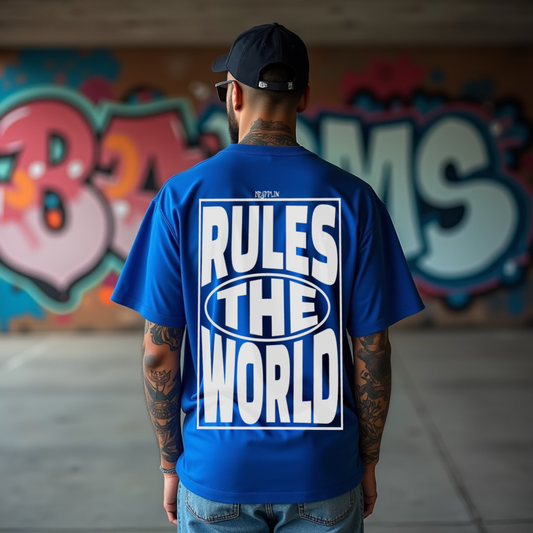 Rules Premium Royal Blue Oversized Typography Back Printed T-shirt