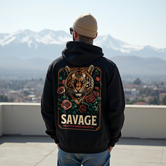 Savage Black Regular Back Typographic Printed Hoodie