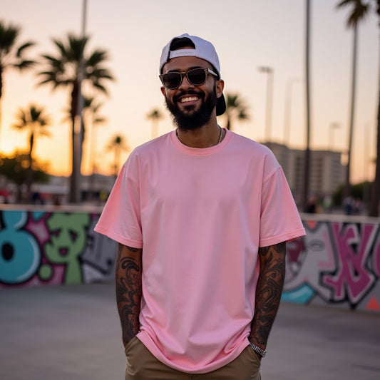 Premium Light Baby pink Oversized Solid Plain T-shirt