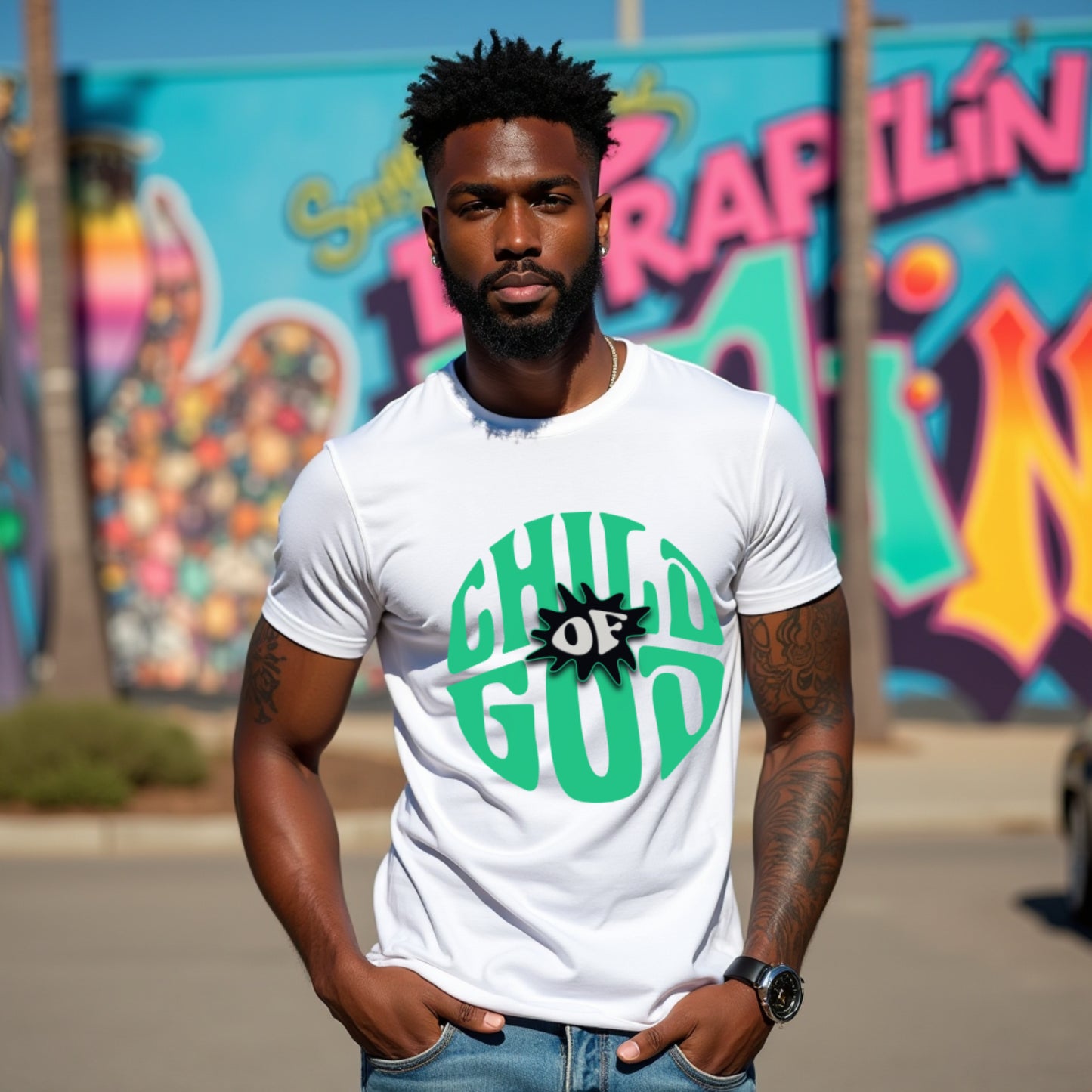 Child Of God White Crew Neck Graphic Printed T-shirt