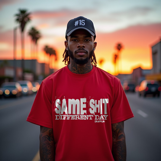 Different Premium Red Oversized Typography Printed T-shirt