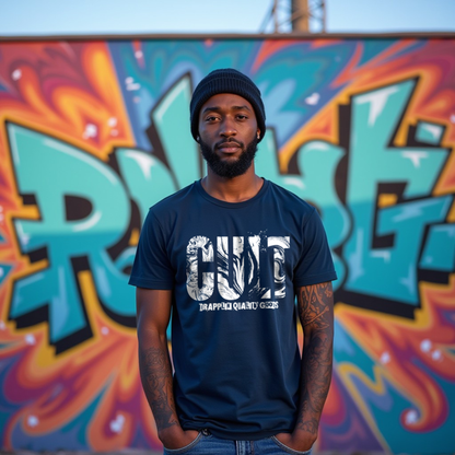 Cult Premium Navy Blue Crew Neck Graphic Printed T-shirt