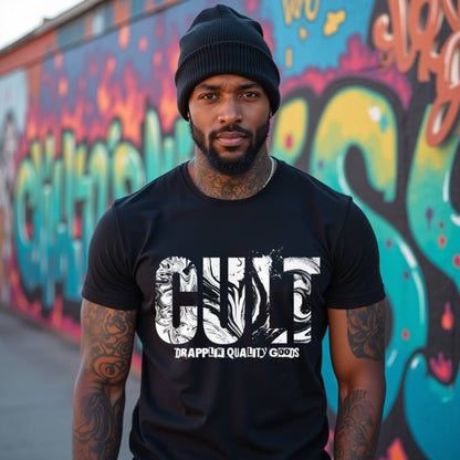 Cult Premium Black Crew Neck Graphic Printed T-shirt