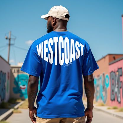 Westcoast Premium Royal Blue Oversized Typography Back Printed T-shirt