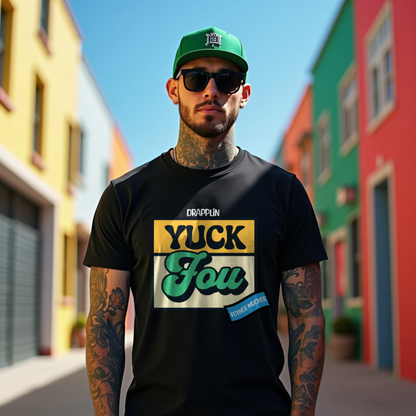 Yuck Fou Black Crew Neck Graphic Printed T-shirt