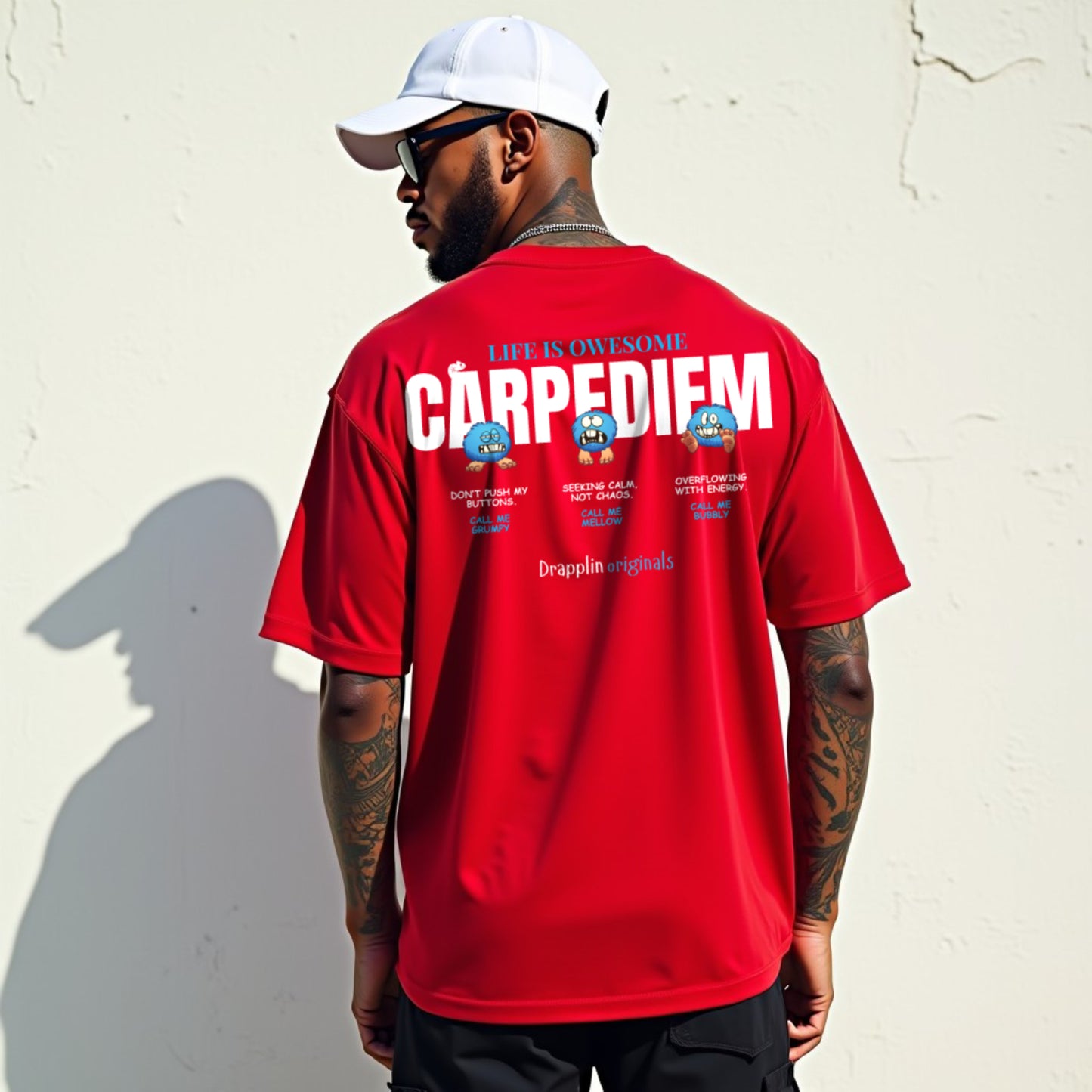 Carpediem Premium Red Oversized Typography Back Printed T-shirt