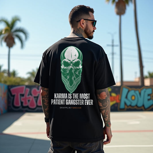 Karma Premium Black Oversized Typography Back Printed T-shirt