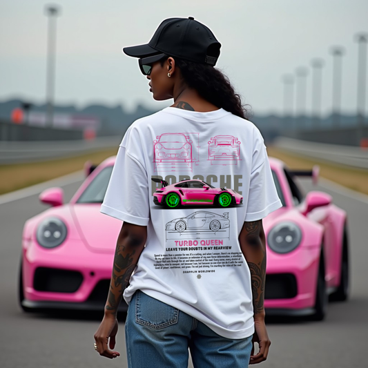 Turboqueen Premium White Woman Oversized Back Printed T-shirt