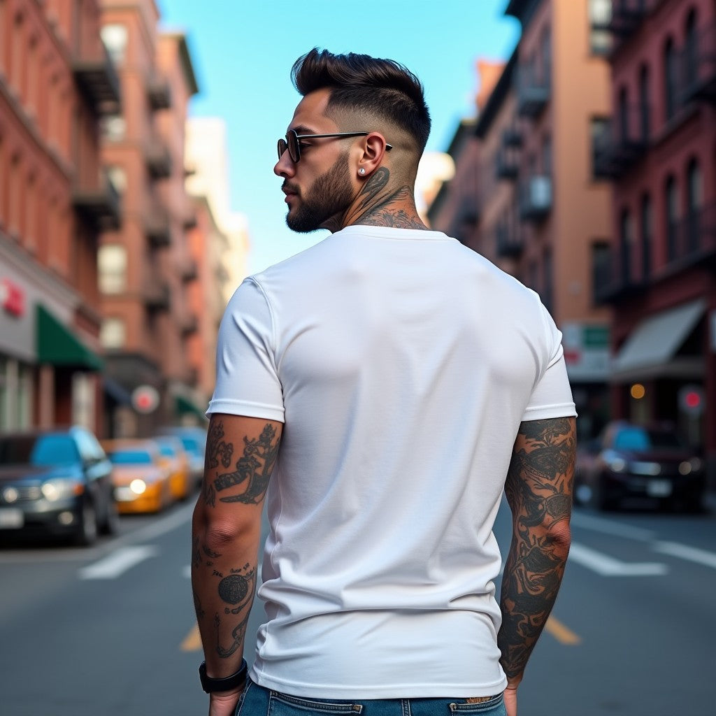 LA White Crew Neck Graphic Printed T-shirt