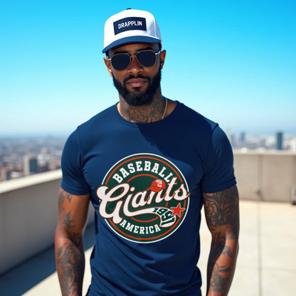 Giant Navy Blue Regular Crew Neck Graphic Printed T-shirt