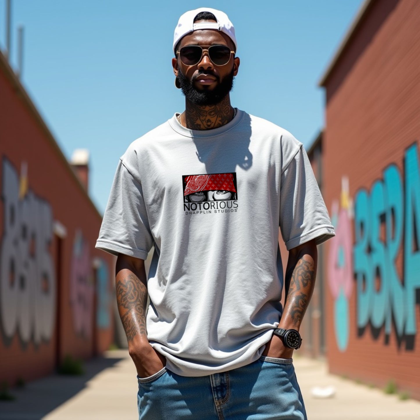 Notorious Premium Grey Mélange Oversized Typography Printed T-shirt