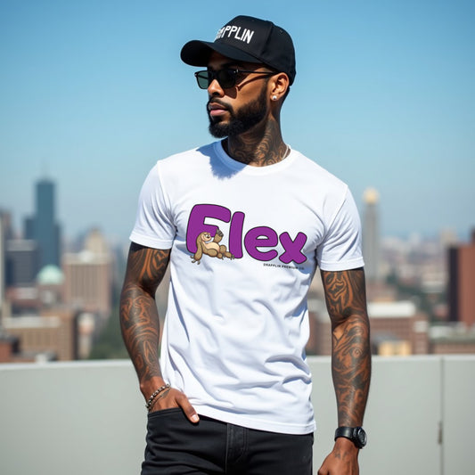 Flex White Crew Neck Graphic Printed T-shirt