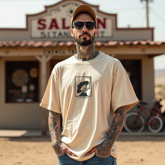 Cold Blooded Premium Beige Oversized Printed T-shirt
