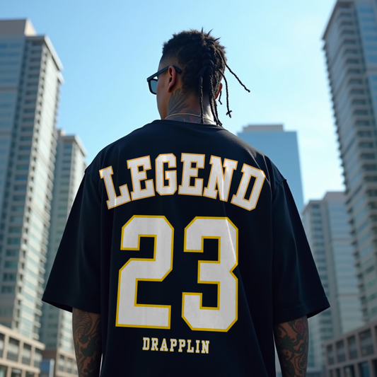 Legend Premium Black Oversized Typography Back Printed T-shirt