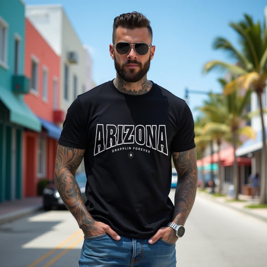 Arizona Black Crew Neck Graphic Printed T-shirt