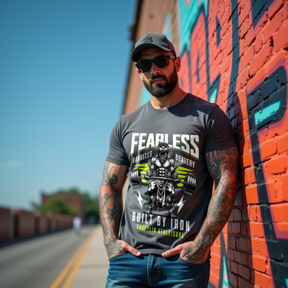 Fearless Steel Grey Crew Neck Graphic Printed T-shirt
