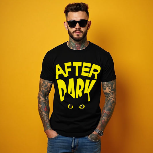 After Dark Black Crew Neck Graphic Printed T-shirt