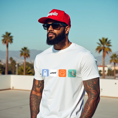 Drapplin Boxes White Crew Neck Graphic Printed T-shirt