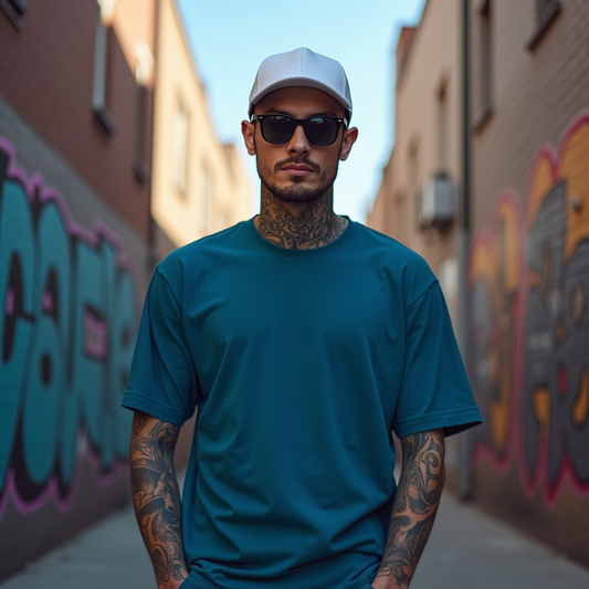 Premium Petrol Blue Oversized Solid Plain T-shirt