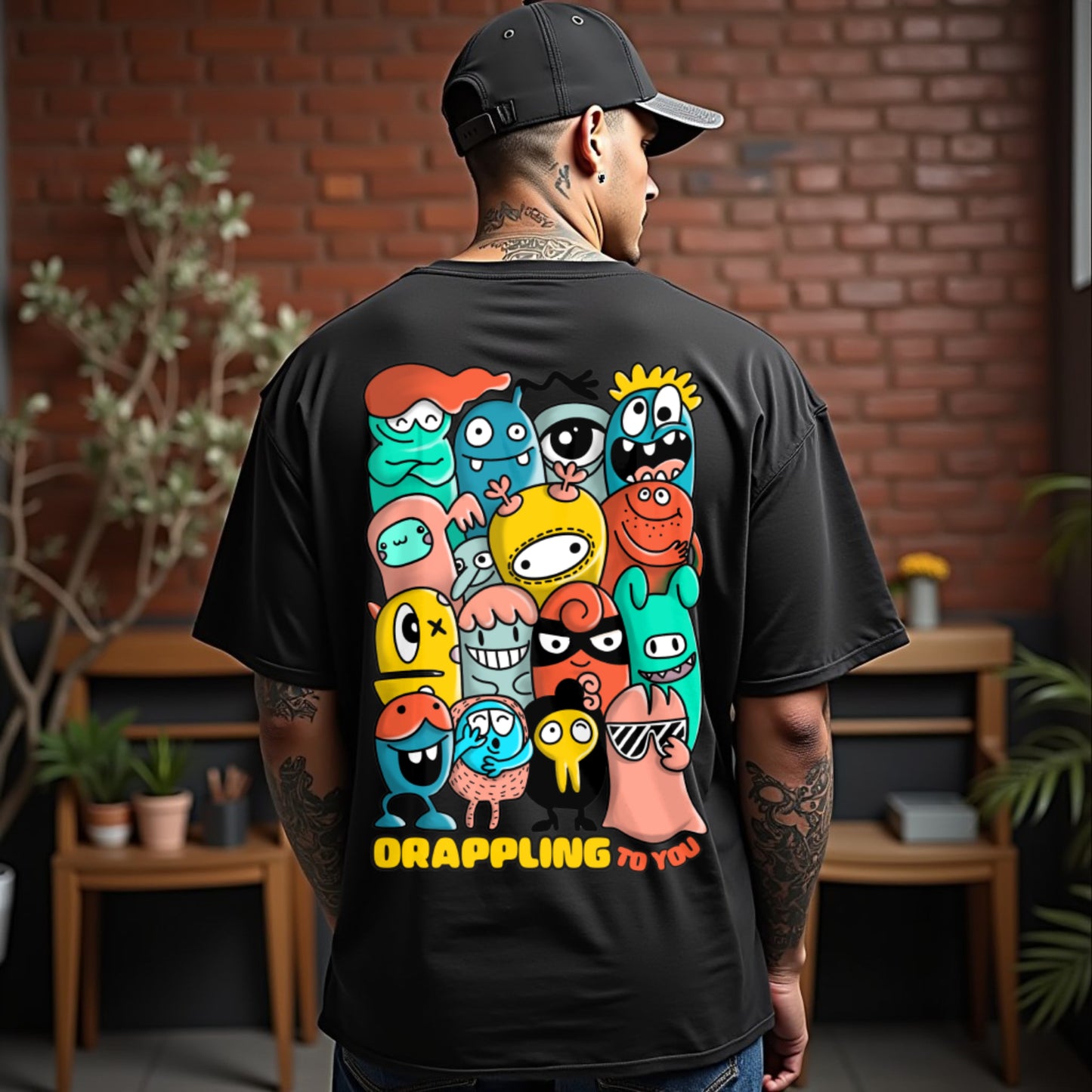 Drapplin To You Premium Black Oversized Typography Back Printed T-shirt