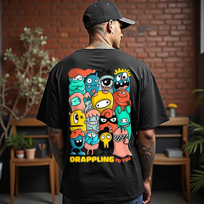 Drapplin To You Premium Black Oversized Typography Back Printed T-shirt