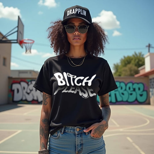 Beach Please Woman Black Relaxed Fit Printed T-shirt