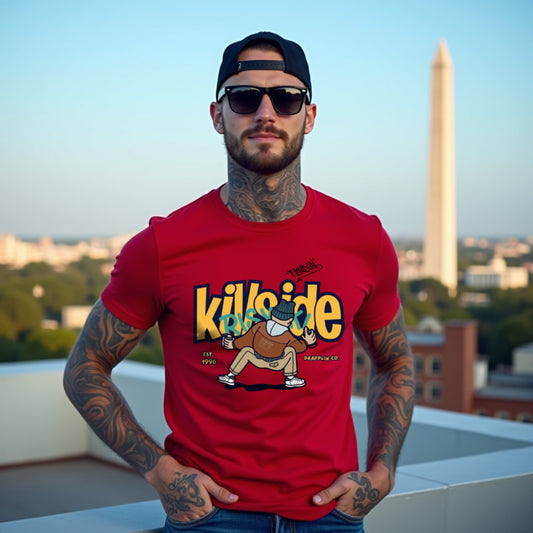 Killside Red Crew Neck Graphic Printed T-shirt