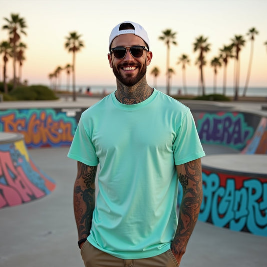 Premium Mint Regular Crew Neck Solid Plain T-shirt
