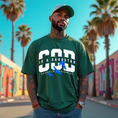 God Gangster Premium Forest Green Oversized Typography Printed T-shirt