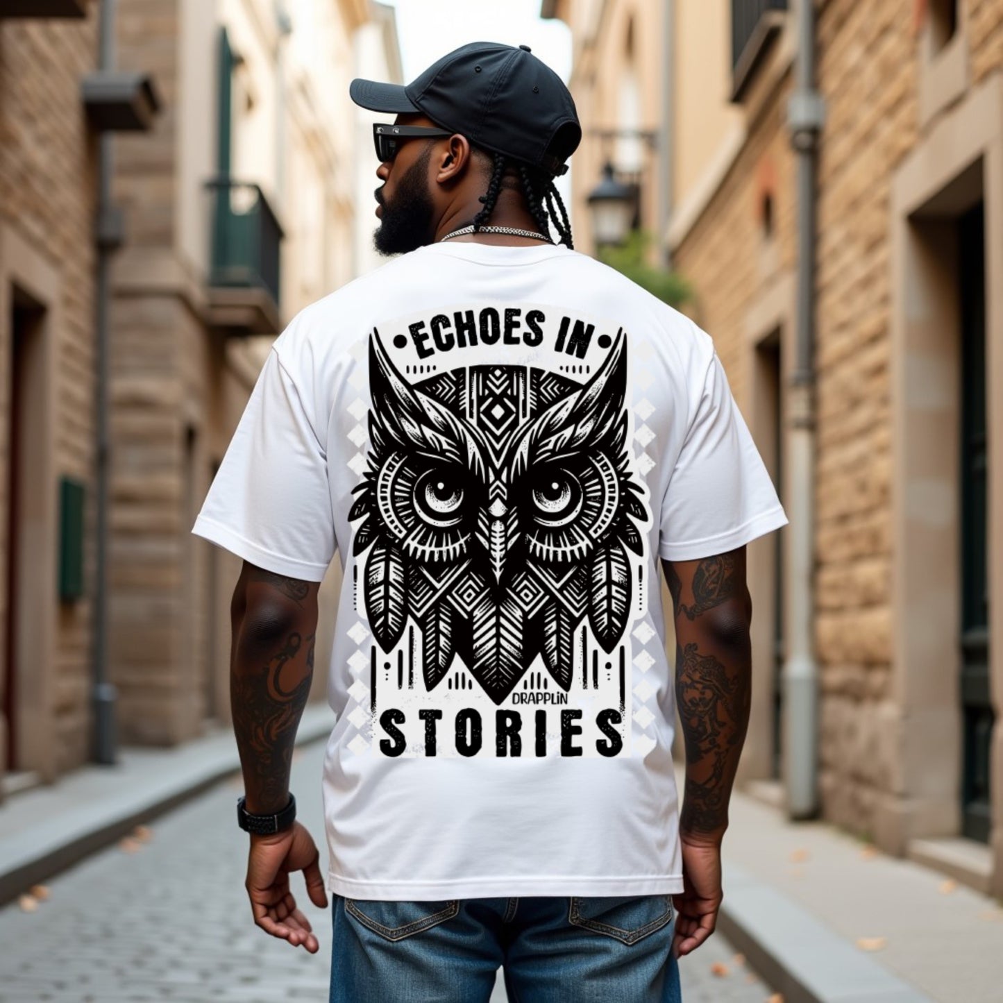 Echoes Premium White Oversized Typography Back Printed T-shirt