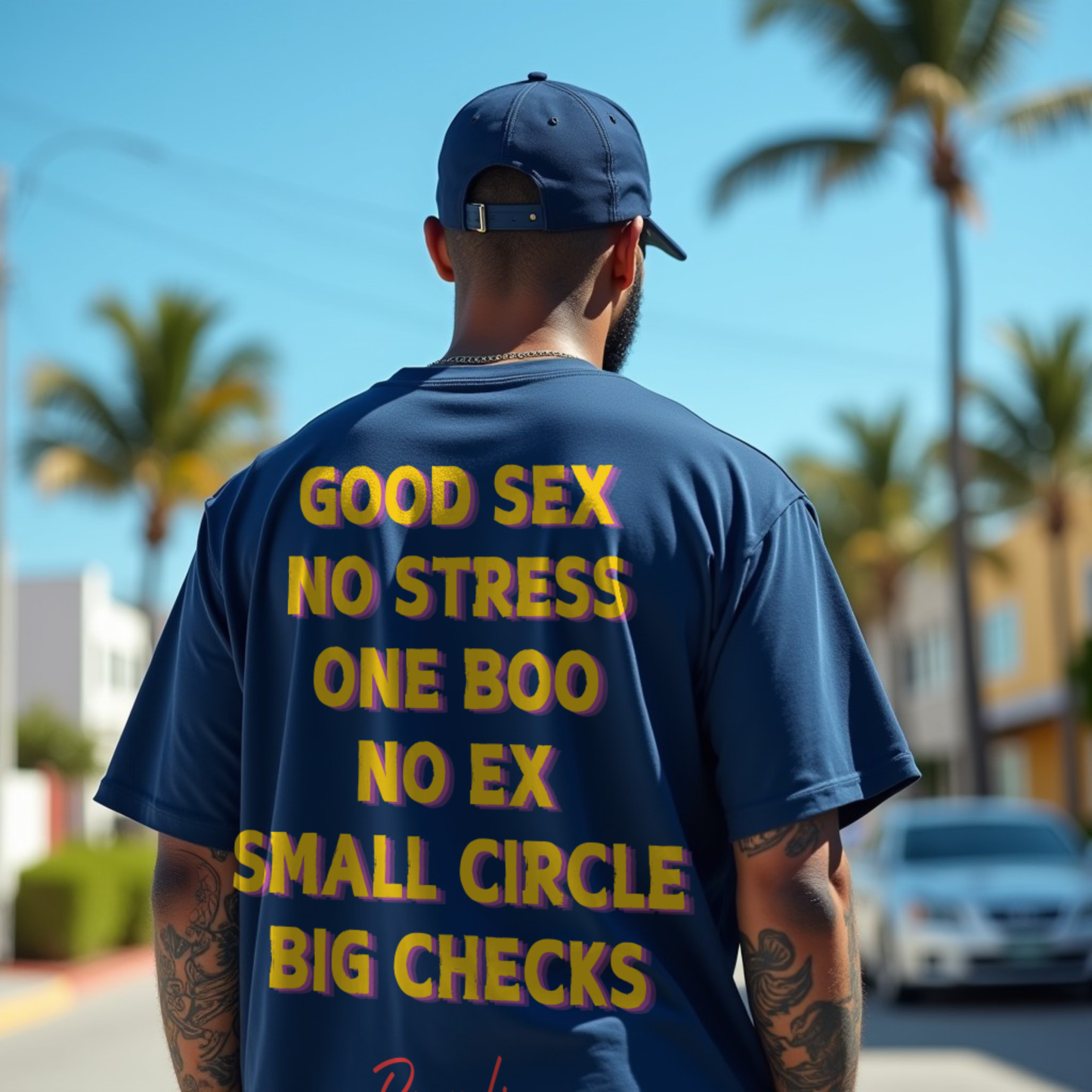 No Stress Premium Navy Blue Oversized Typography Back Printed T-shirt